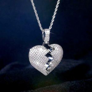 Stunning 925 Silver Sim. Diamond Large Split Heart Necklace
